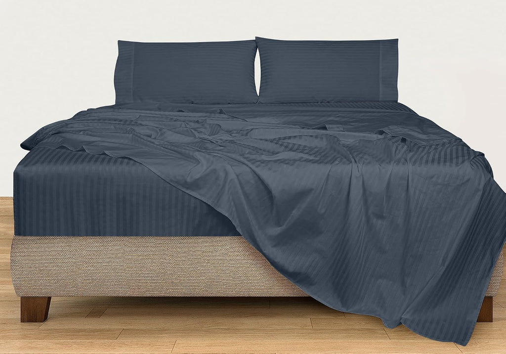 Royalelinens ROYALE LINENS 300 Thread Count 100% Long Staple Combed Cotton Printed Sheet Set - 4 Piece Full Bed Sheets - 1 Fitted, 1 Flat,…