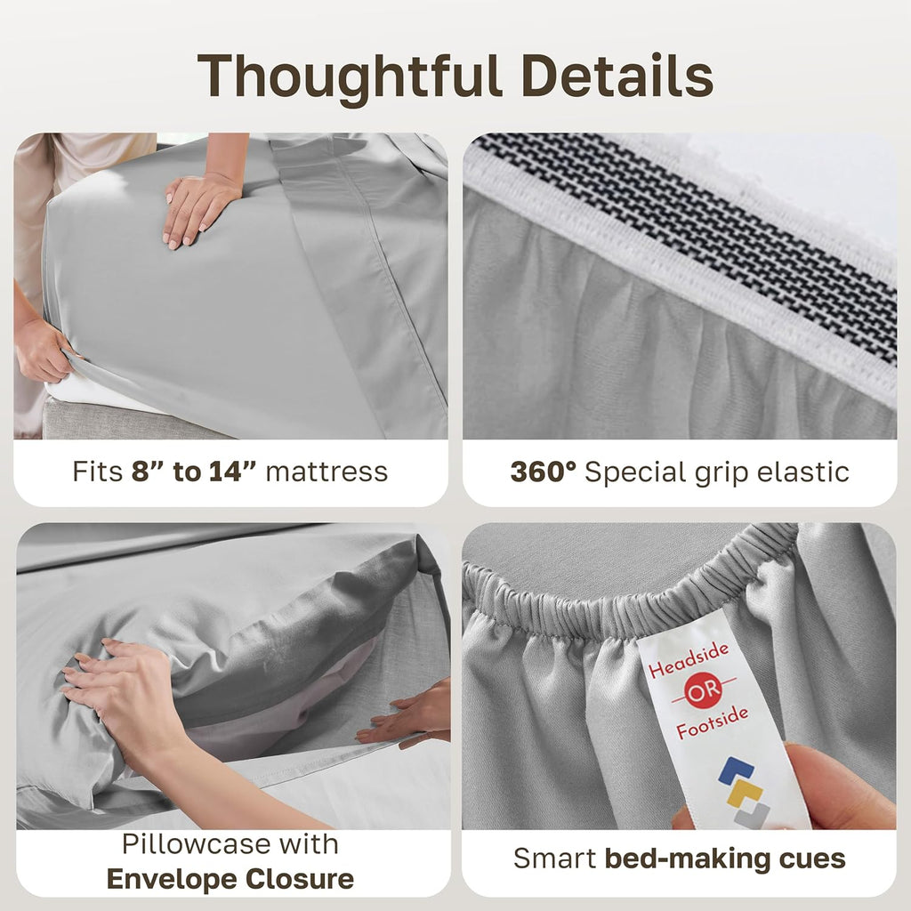 CaliforniaDesignDen California Design Den Twin XL Sheet Sets - Soft 100% Organic Cotton Sheets with Deep Pockets, Crisp Percale, Breathable…