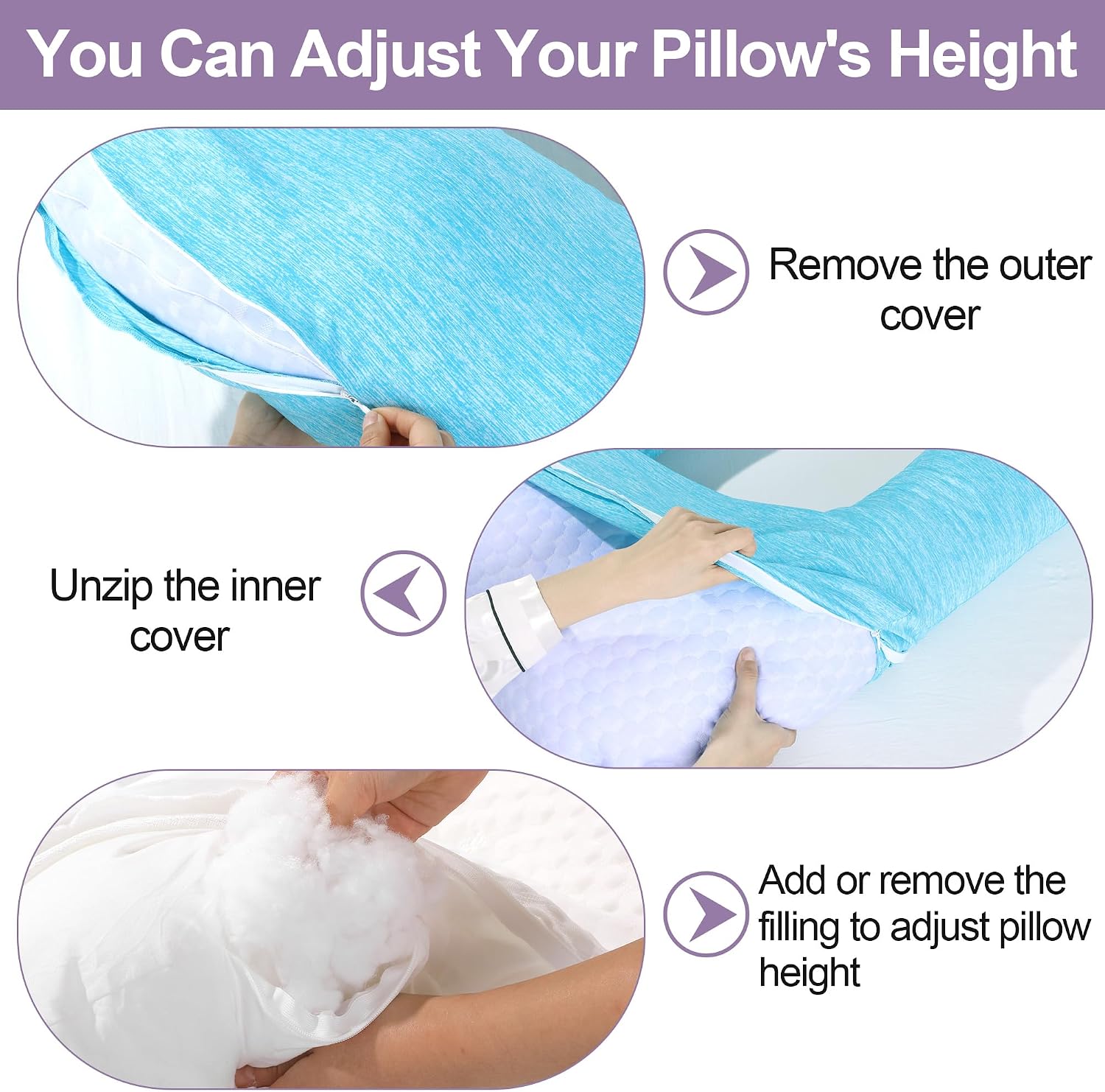 Hombys Cooling U Shaped Pillow for Neck, Contour Shoulder Pillow for Side Sleepers, Ergonomic Body Pillows for Adults, Hug Pillow with Wash…