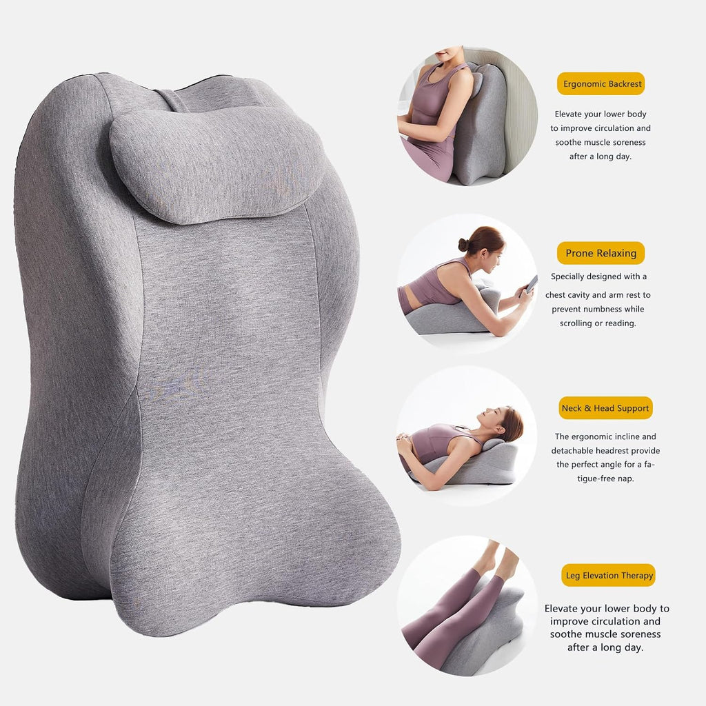 StarAneer Memory Foam Ergonomic Wedge Pillow & Reading Pillow – Orthopedic Support for Neck, Back & Legs – Ideal for Sleeping, Elevating &…