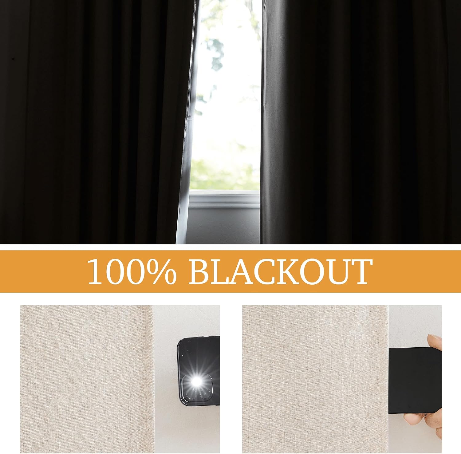 Rybhome RYB HOME 3 in 1 Soundproof - Blackout - Insulation Linen Curtains, Noise Blocker Energy Saving Curtains for Bedroom Living Room Kid…