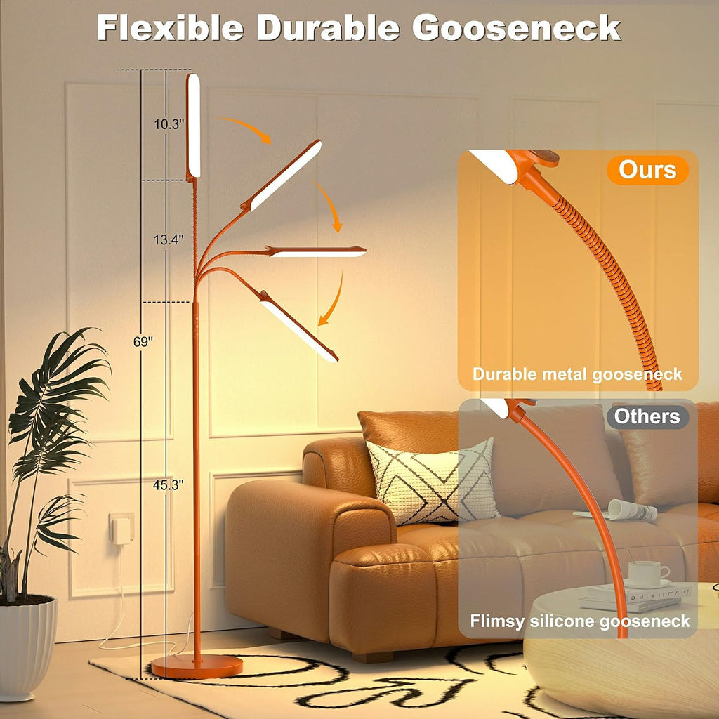 Yikuneng Dimmable LED Floor Lamp, Super Bright Reading Lamps Floor Standing lamp with Remote & Touch Control, Orange