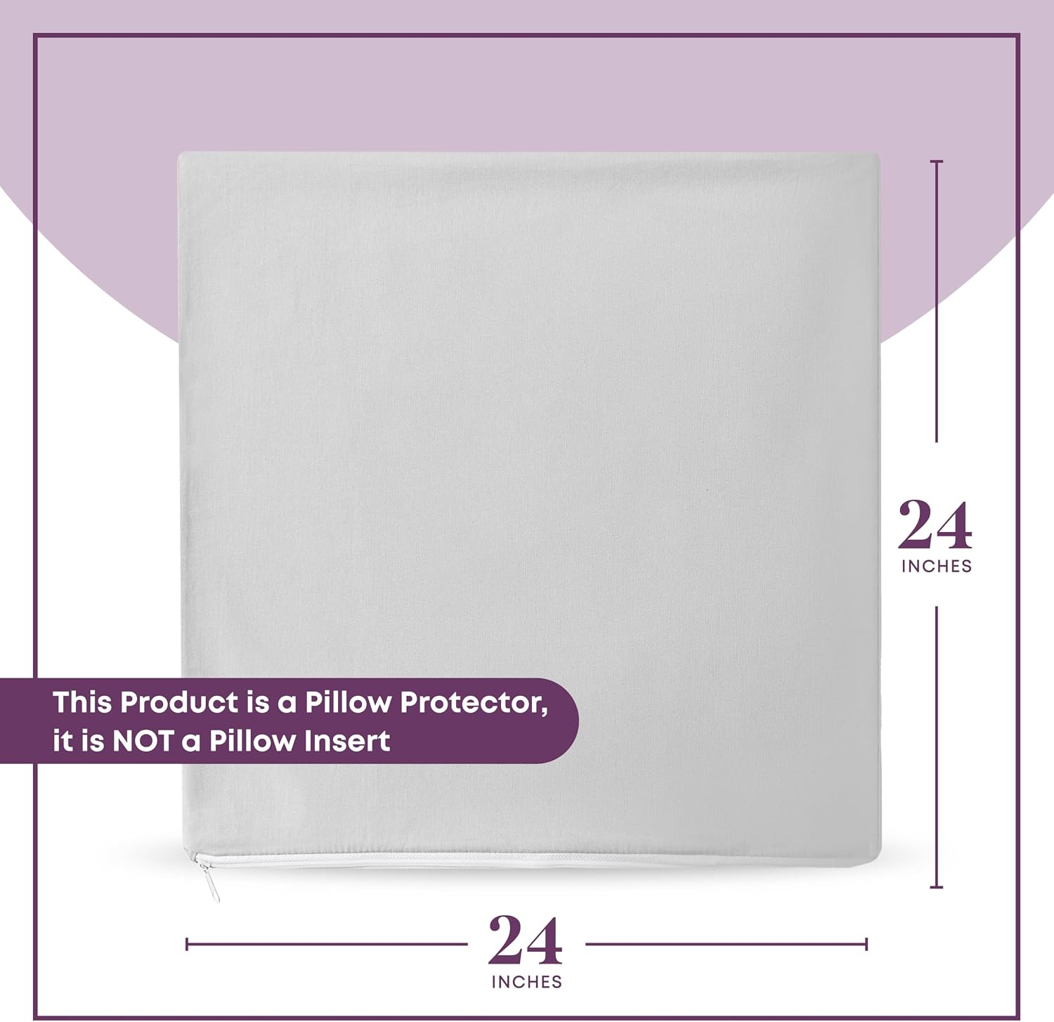 CIRCLESHOME Throw Pillow Protectors - 100% Cotton Breathable Pillowcases - 24 X 24 Square Pillowcases - Protects Pillows from Dirt, Dust…