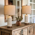 OYEARS 22.5" Bedside Table Lamps Set of 2, Farmhouse Table Lamp with USB A+C Charging Ports, Vintage Nightstand Lamp for Bedrooms and…