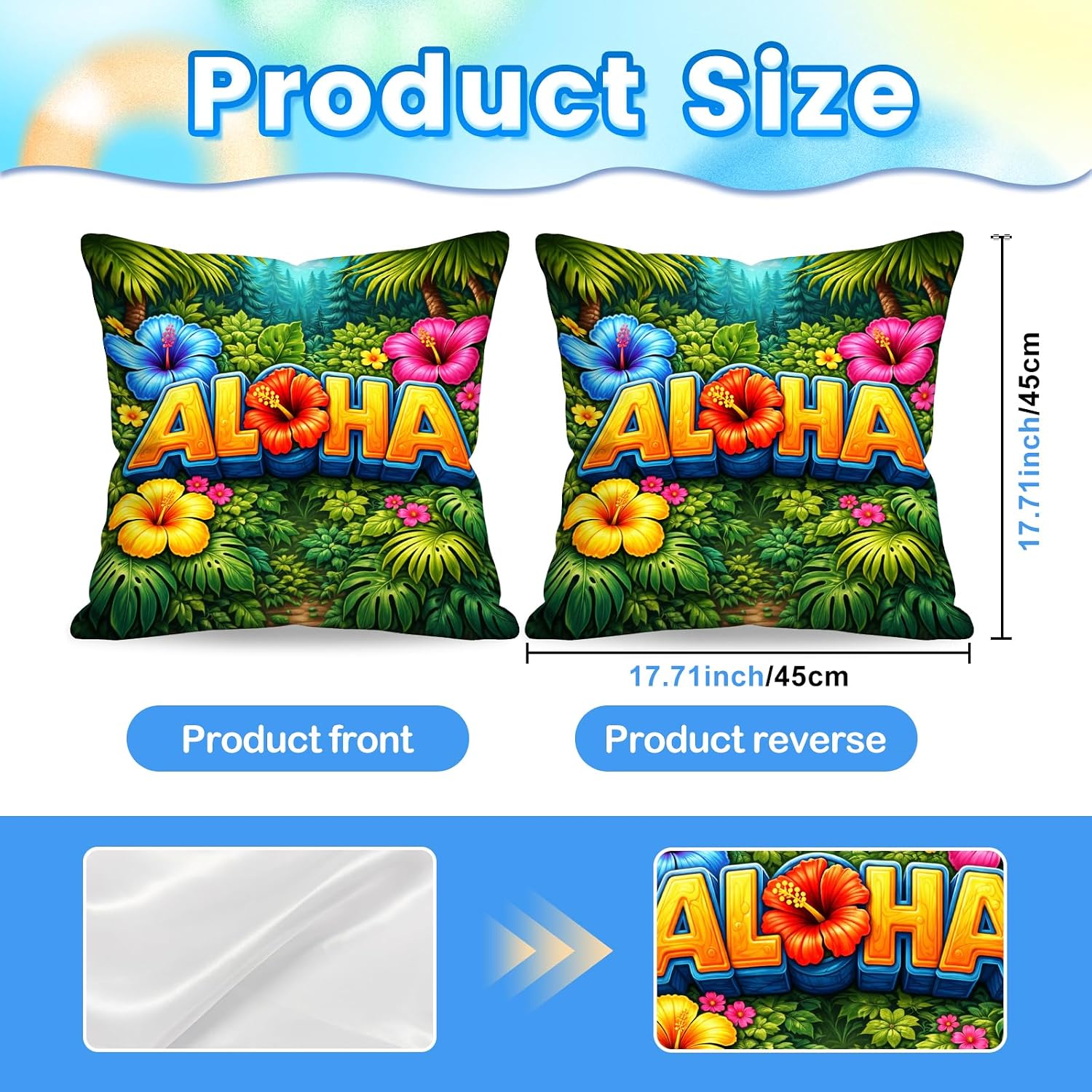 BlissYard Hawaiian Aloha Decorative Pillow Covers 18x18 Set of 2 Tropical Floral Pillow Covers Summer Island Cushion Covers for Sofa…