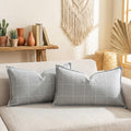 Grey Lumbar Throw Pillows 12x20, Light Grey Plaid Pillows Set of 2, Grey and White Checkered Decorative Lumbar Pillows 12 x 20, Gray…