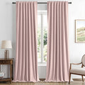 Miulee 100% Blackout Linen Curtains for Bedroom, Pink Solid Luxury Decor Thermal Insulation Room Darkening Drapes for Living Room Nursery B…