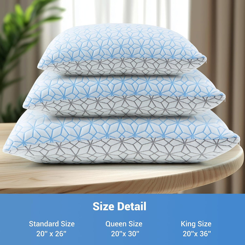 puredown® Standard Pillows Set of 2, Cooling Pillow Full Size 2 Pack, Adjustable Shredded Memory Foam Pillows for Side Back Stomach Hot…