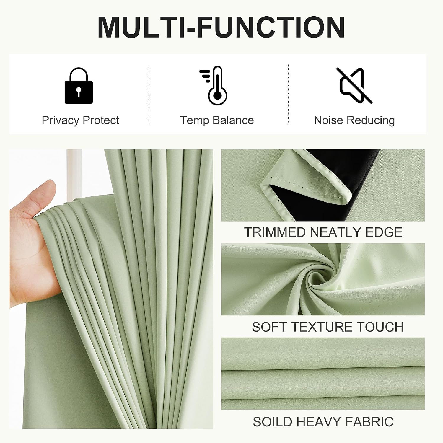 NICETOWN Light Green Blackout Curtains 84 Inches Long for Bedroom, 100% Blackout Thermal Insulated Window Drapes Room Darkening Curtains…