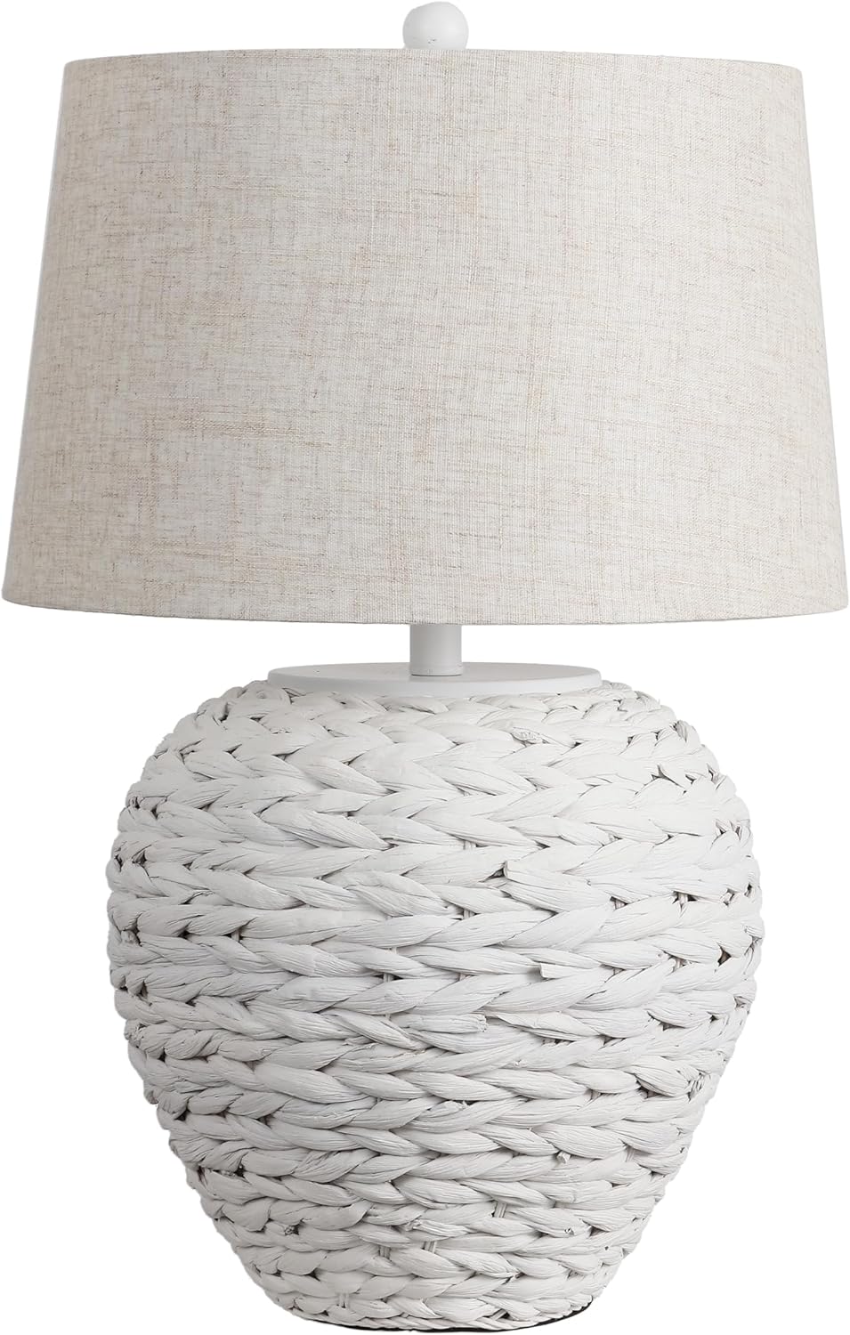 Jonathany JONATHAN Y 24.5" White Water Hyacinth Farmhouse Basket Table Lamp, Coastal Decor for Living Room Bedroom Nightstand, Light Gray L…