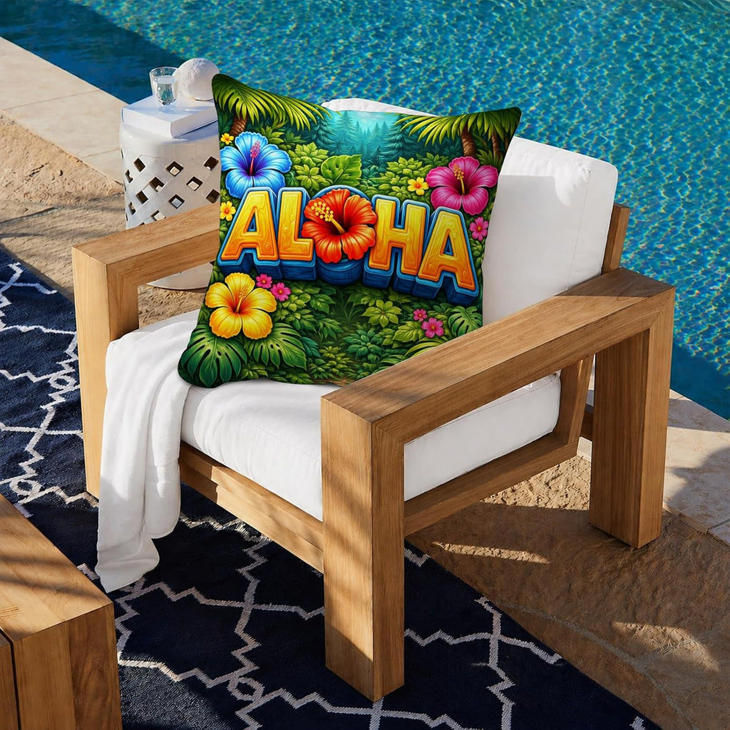 BlissYard Hawaiian Aloha Decorative Pillow Covers 18x18 Set of 2 Tropical Floral Pillow Covers Summer Island Cushion Covers for Sofa…