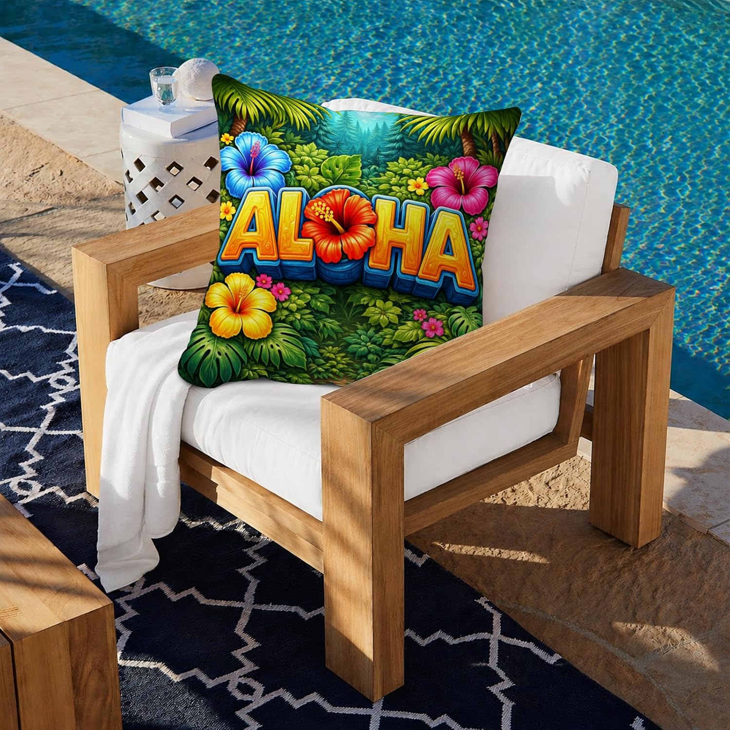 BlissYard Hawaiian Aloha Decorative Pillow Covers 18x18 Set of 2 Tropical Floral Pillow Covers Summer Island Cushion Covers for Sofa…