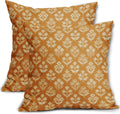 Mustard Yellow Floral Pillow Covers 22x22 Inch Set of 2, Vintage Flower Block Print Pattern Decorative Throw Pillowcases Outdoor…