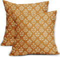 Mustard Yellow Floral Block Print Pillow Covers 20x20 Inch Set of 2, Vintage Flower Pattern Decorative Throw Pillowcases Outdoor…