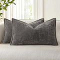 decorUhome Chenille Soft Throw Pillow Covers 12x20 Set of 2, Lumbar Velvet Farmhouse Neutral Decorative Pillow Covers with Stitched Edge fo…