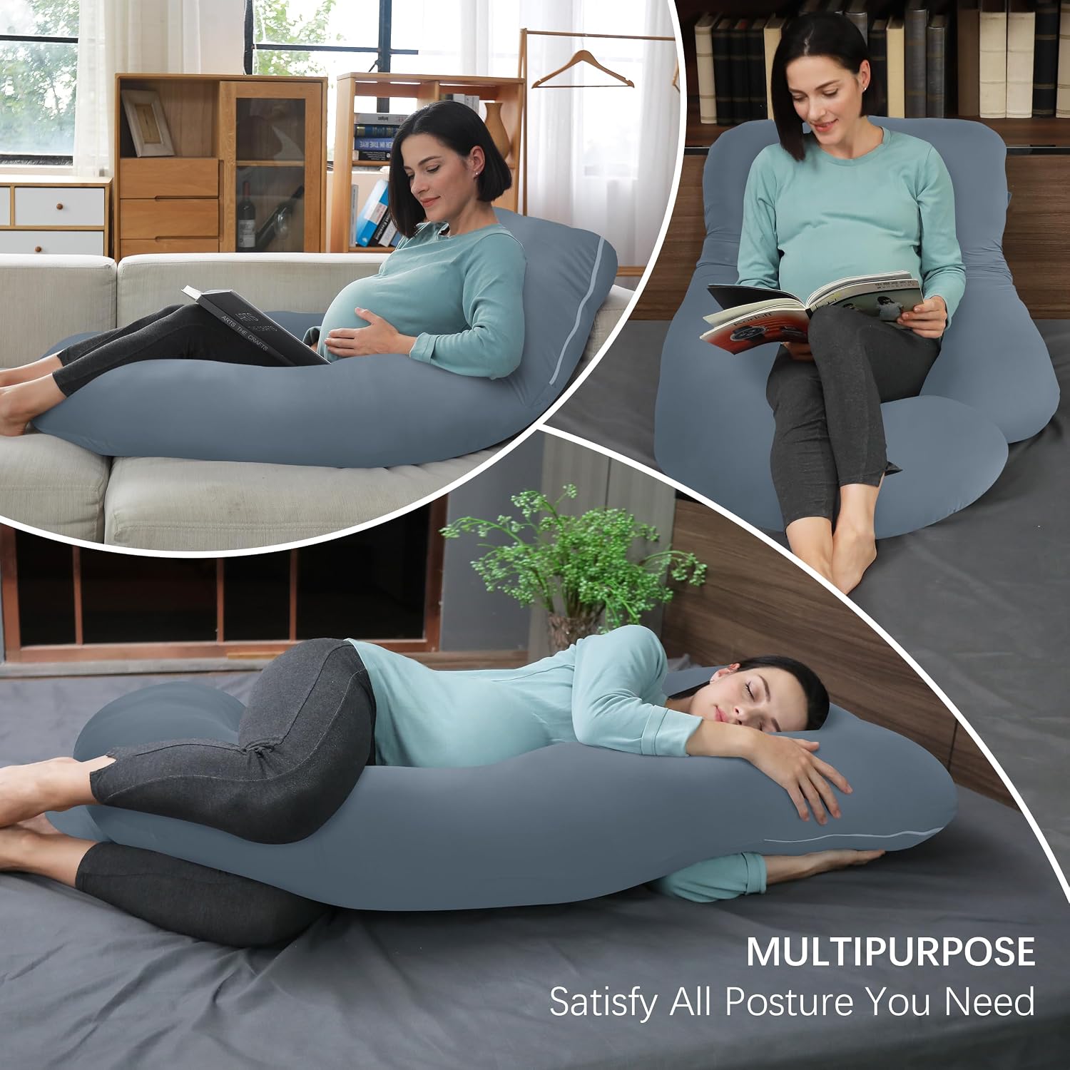 Moonpark MOON PARK Pregnancy Pillows for Sleeping - U Shaped Full Body Maternity Pillow with Removable Cover - Support for Back, Legs, Bell…
