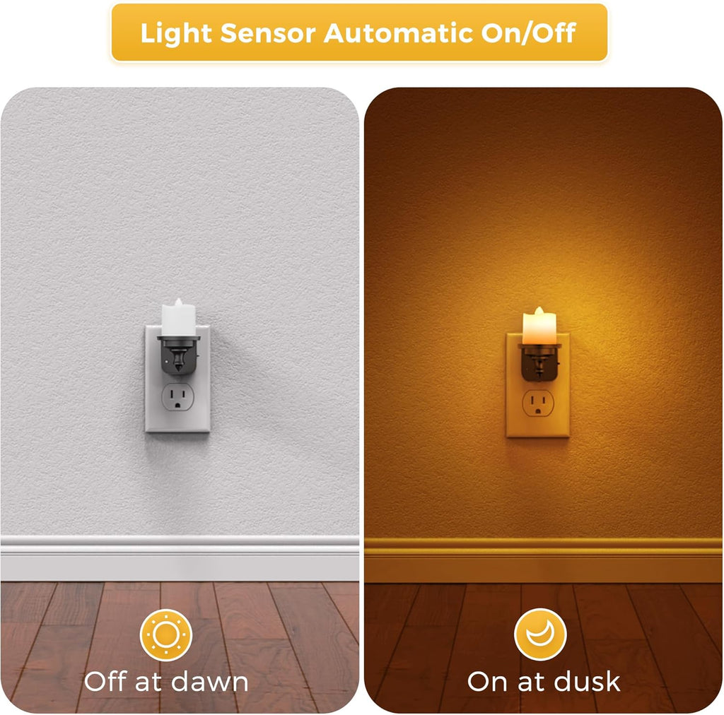 L LOHAS LED Candle Night Light, Amber Night Lights Plug into Wall, Flameless Candle Nightlight with Light Sensor, 0-100LM Dimmable…