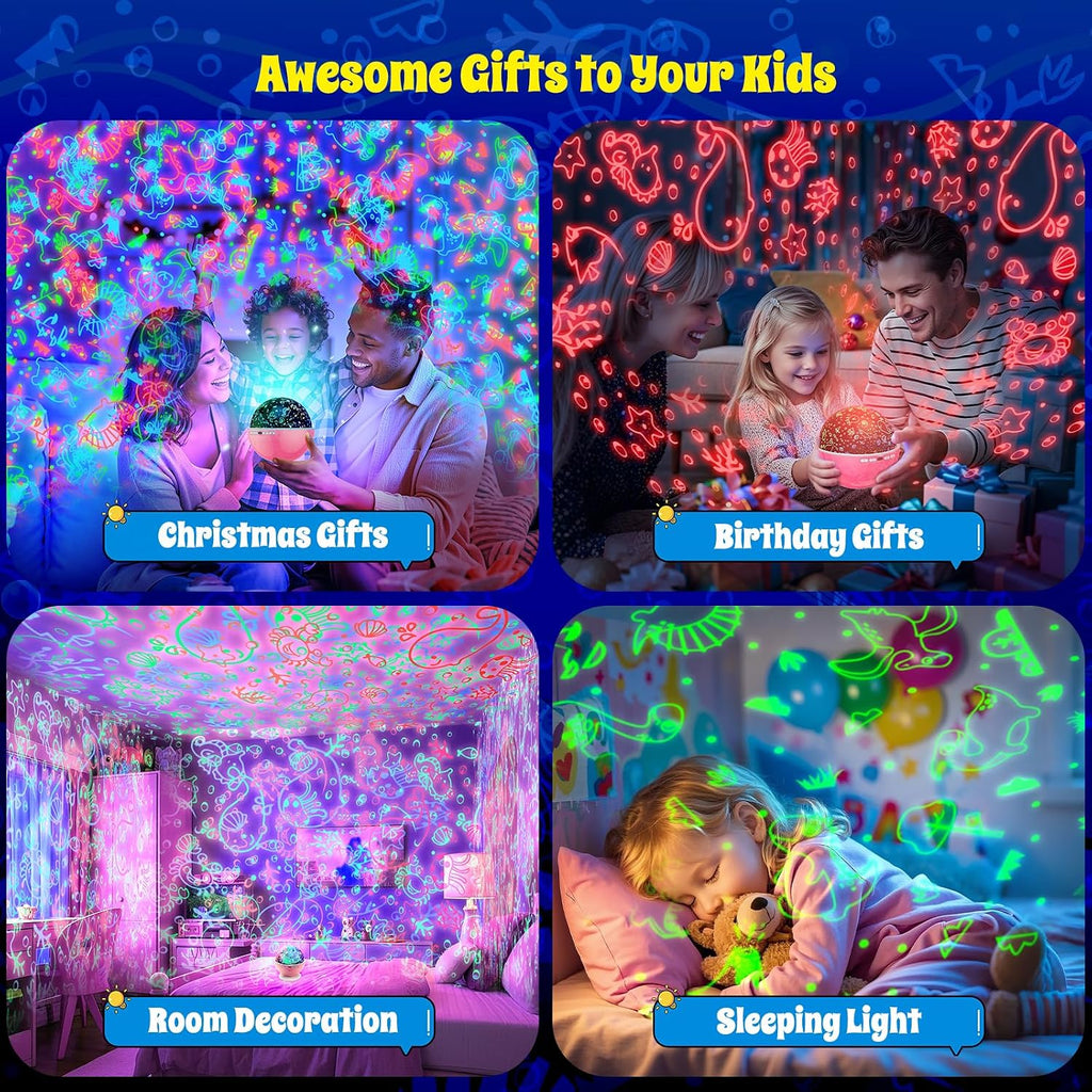 Night Light Projector, Night Light for Kids Room with Remote and Timer,360° Rotation,3 Projection Films,18 Light Modes,8 Lullaby…