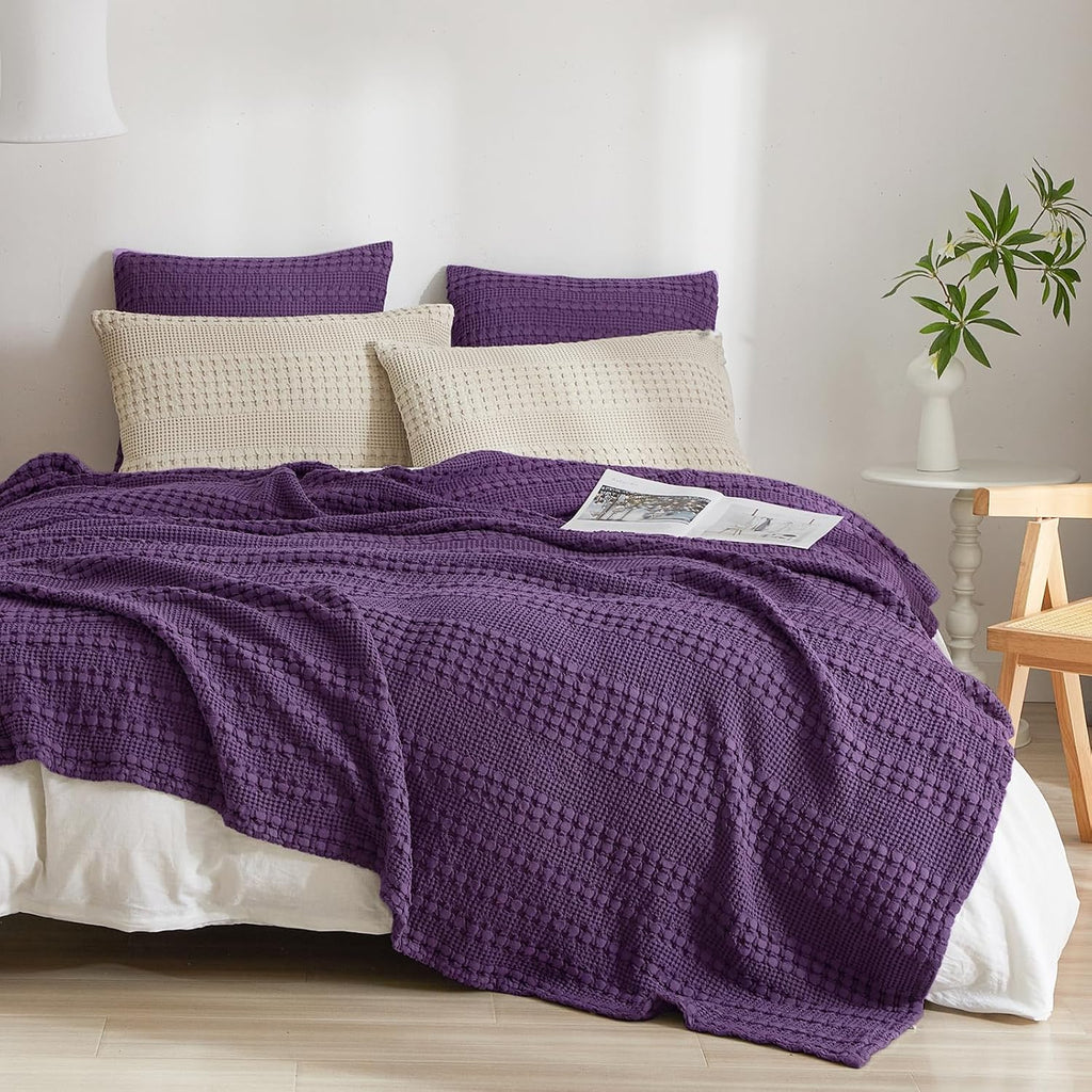 Phf 100% Cotton Waffle Weave Euro Sham Covers, 2 Pack 26" x 26" Bed Pillow Covers for Elegant Home Decor, No Filling, Luxury Aesthetic Soft…