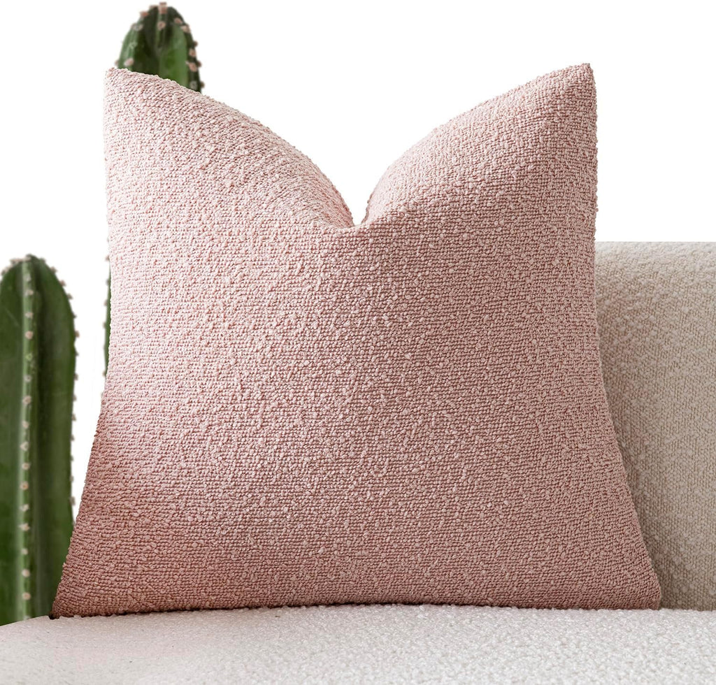 Foindtower Decorative Textured Boucle Throw Pillow Covers Accent Solid Pillow Cases Neutral Soft Cozy Couch Cushion Case for Chair Sofa…