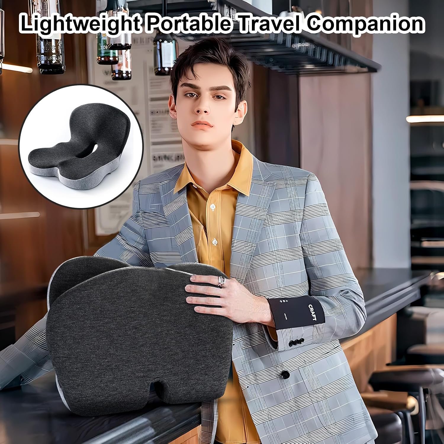 Memory Foam Office Chair Cushion, L-Shaped Integrated Seat Cushions, Chair Seat Cushion for Lower Back Tailbone Protection, Ergonomic…
