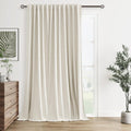 Guken 100% Blackout Extra Wide 100 Inch Linen High Ceiling 10FT Curtains 120 Inches Long for Bedroom Sliding Door Natural Cream Back Tab Bl…