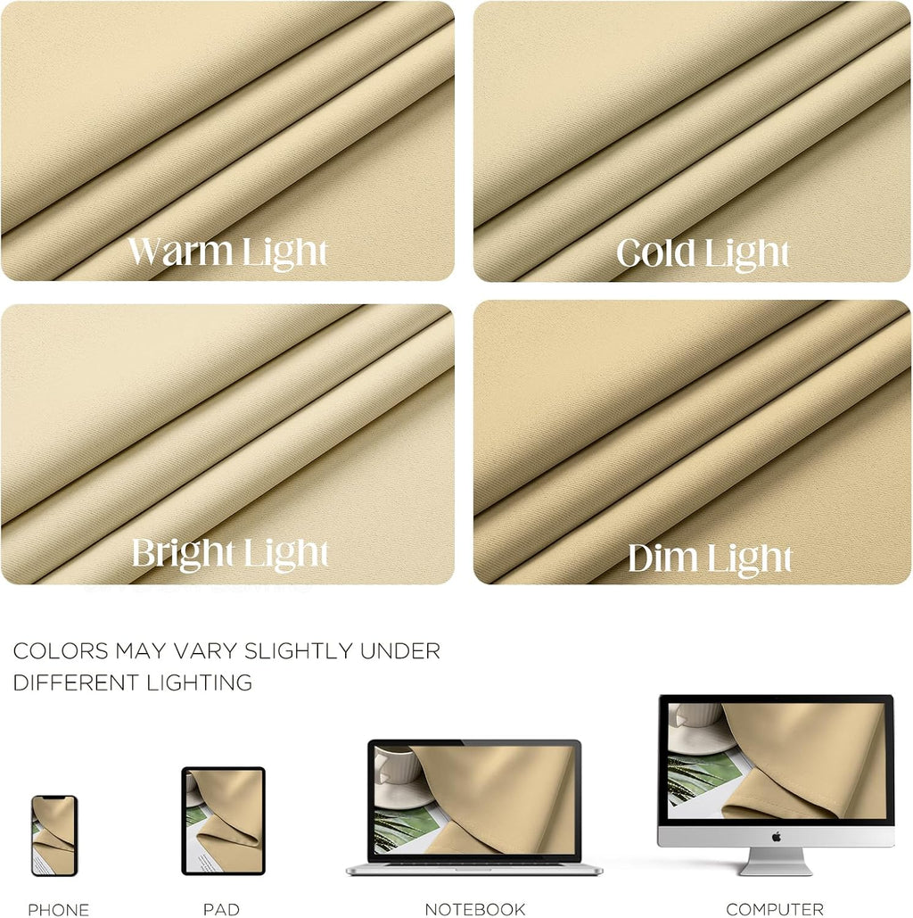 Cucraf Beige Blackout Curtains 45 inch Length 2 Panels Set, Room Darkening Drapes for Living Room Bedroom, Thermal Insulated Light Blocking…