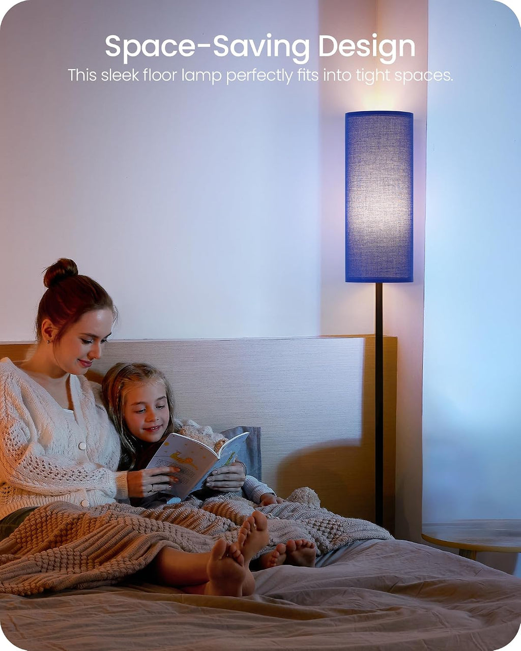 Dimmable Blue Floor Lamp for Living Room with Remote and Foot Switch, Corner Floor Lamp for Bedroom, 64.4" Standing Tall Lamp, 10W 900LM…