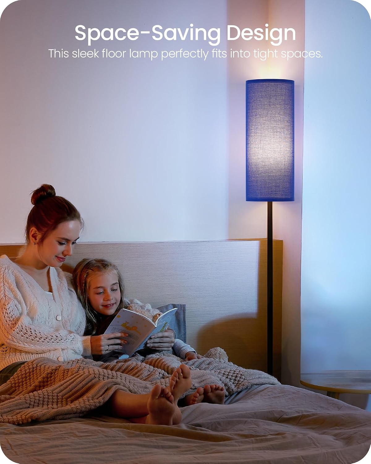 Dimmable Blue Floor Lamp for Living Room with Remote and Foot Switch, Corner Floor Lamp for Bedroom, 64.4" Standing Tall Lamp, 10W 900LM…