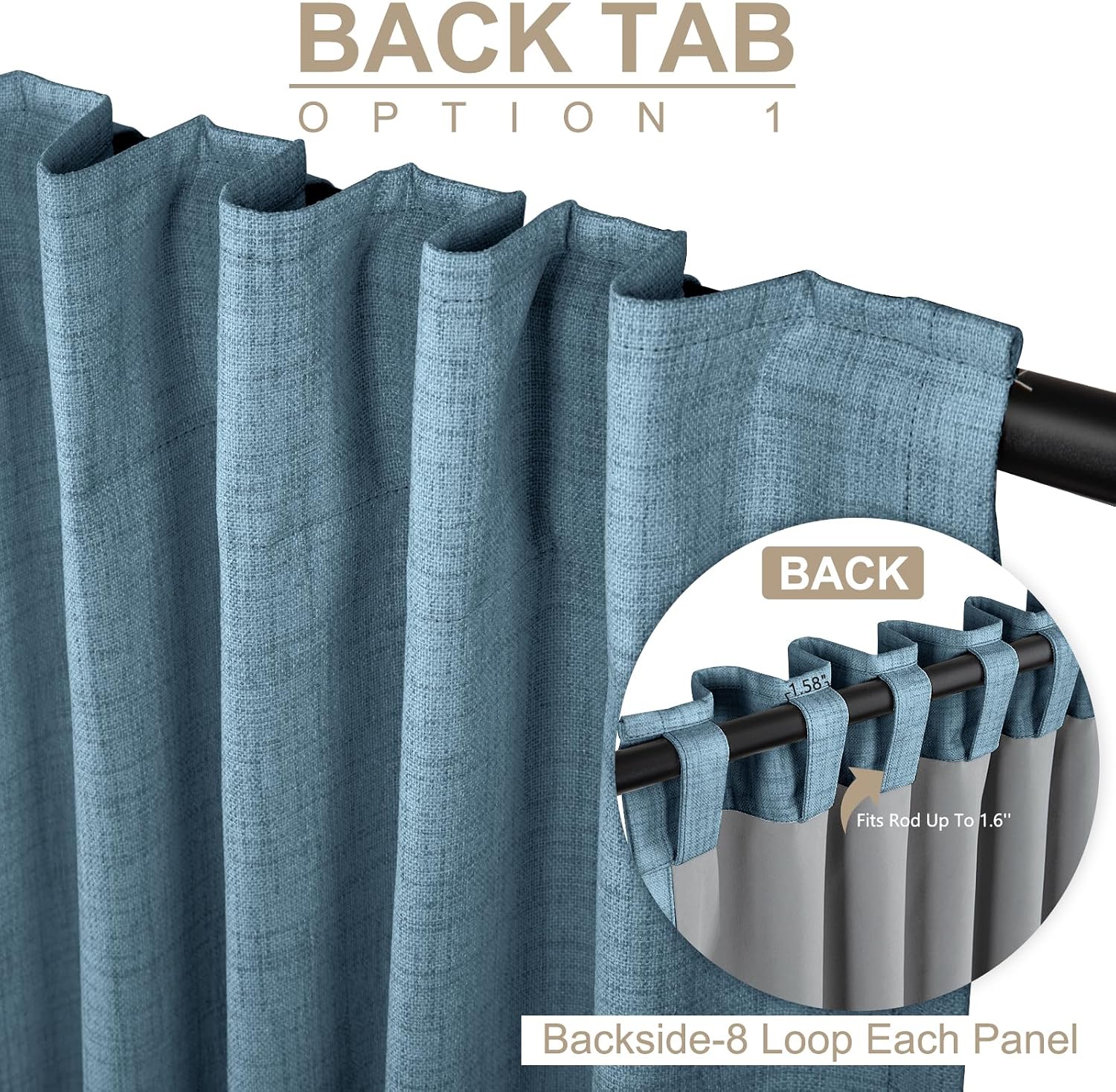100BlackoutShield 100% Blackout Shield Linen Blackout Curtains for Bedroom 108 Inches Long, Back Tab/Rod Pocket Living Room Drapes, Thermal…