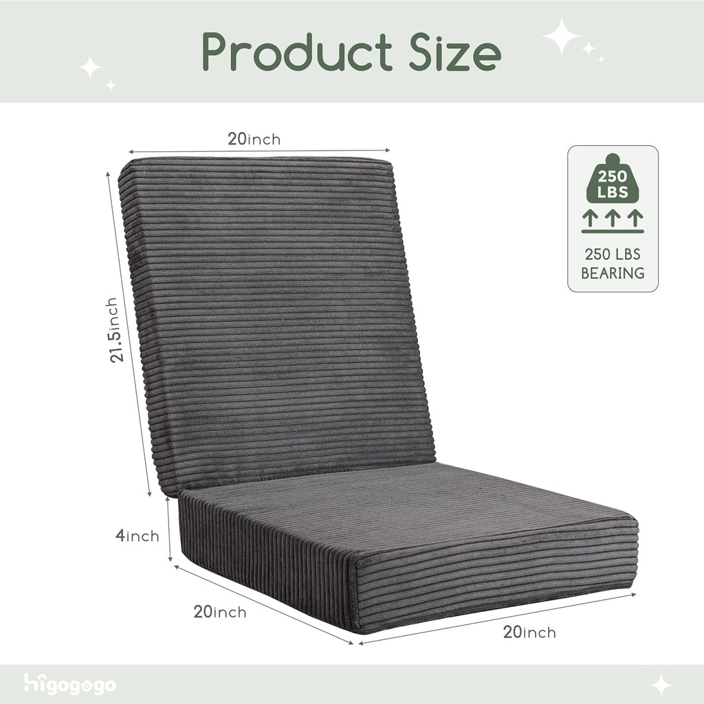 HIGOGOGO Corduroy Recliner Chair Cushion with Lumbar Support Pillow Soft Non-Slip 4" Thick Seat Pad Prevent Buttocks & Back Pain in…