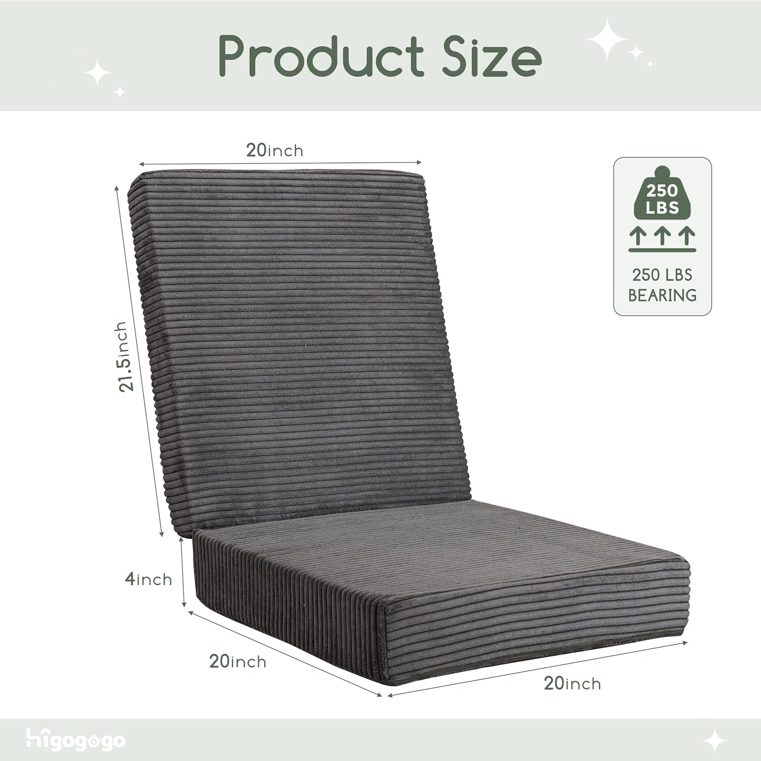 HIGOGOGO Corduroy Recliner Chair Cushion with Lumbar Support Pillow Soft Non-Slip 4" Thick Seat Pad Prevent Buttocks & Back Pain in…
