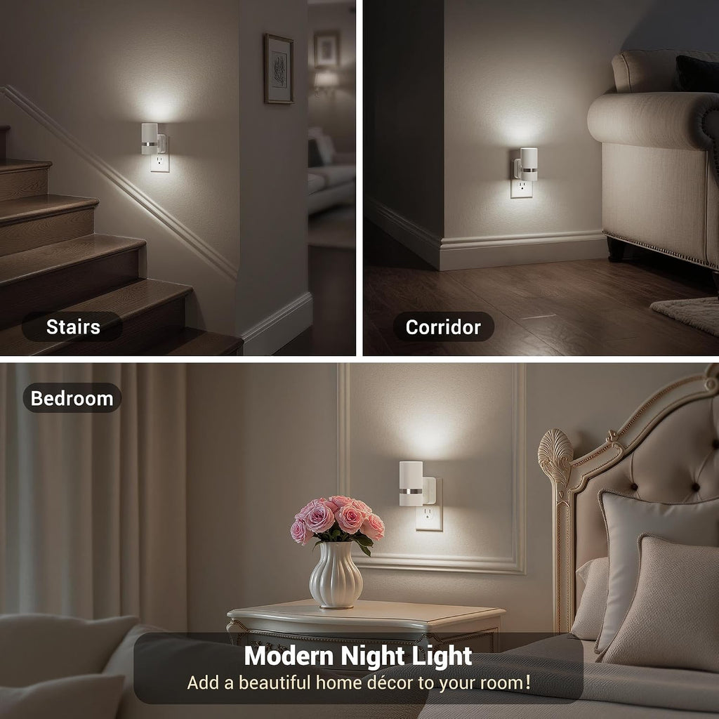 JandCase Night Lights Plug into Wall, Automatic Night Light with Dusk to Dawn, 2 Pack 5000K Daylight 0-100LM Dimmable Plug in LED…