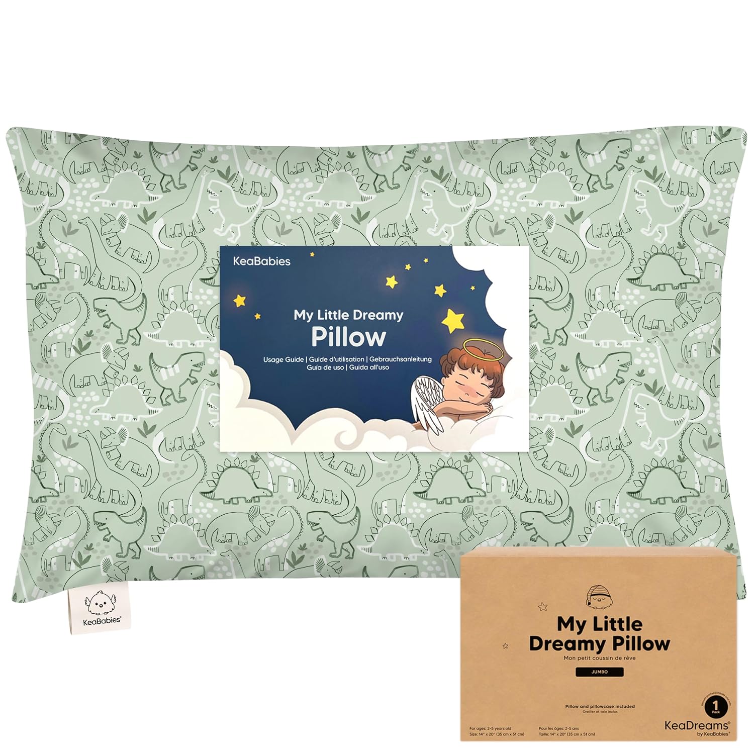 KeaBabies Toddler Pillow with Pillowcase, Jumbo 14X20 - Soft Organic Cotton Toddler Pillows for Sleeping - Machine Washable - Perfect for…