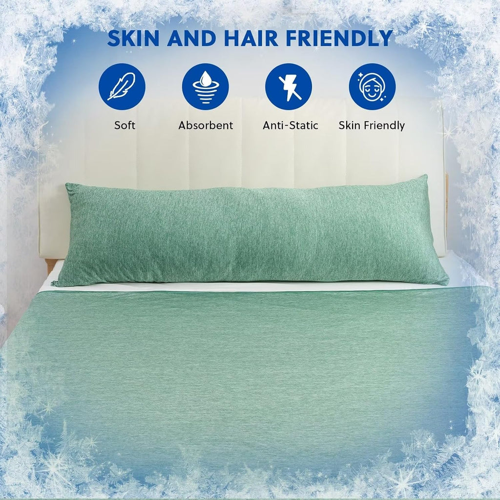 Homfine Cooling Pillowcase Body Size - Double Side Q-Max 0.439 Cooling Fiber for Pillow Protector, Breathable Long Cold Pillow Cover for Ho…