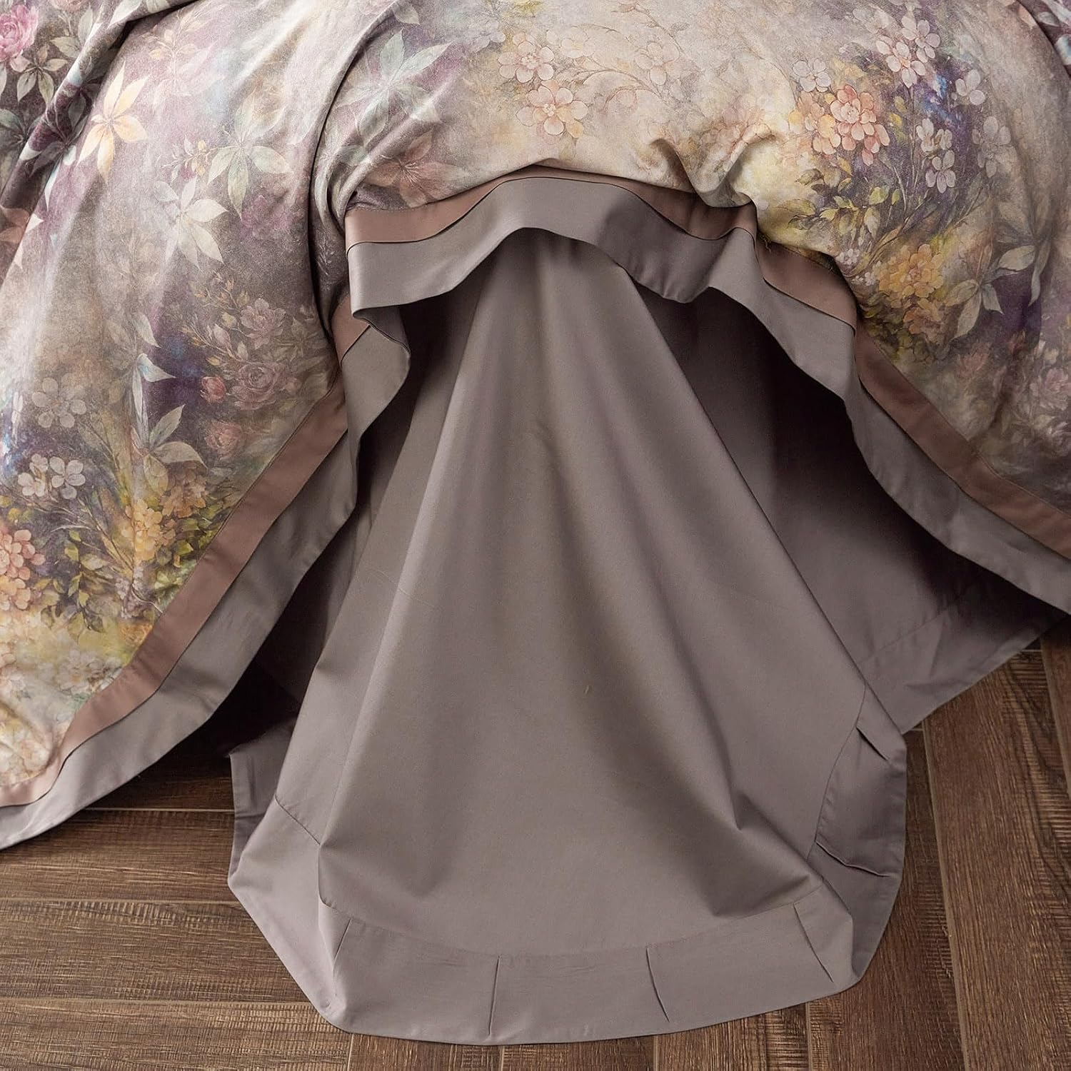 mixinni Vintage Floral Duvet Cover Set - Queen Size, 100% Long Staple Cotton Percale, Reversible Purple Floral Bedding Set with Zipper Clos…