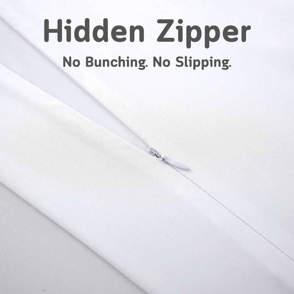 Cooling Pillow Covers for Curved Pillows – 2-Pack 28x20 Pearl White Moon-Shaped Zippered Pillowcases, 100% Rayon Derived from Bamboo…