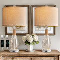 OYEARS 23" Table Lamps for Living Room Set of 2 Bedside Lamps for Night Stands Bedroom Lamps Farmhouse Rattan Boho Lamp Glass Nightlight…
