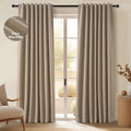 Topfinel Taupe Burlap Linen Blackout Curtains & Drapes 84 Inch Length 2 Panels Set, Flax Linen Brown Tan Beige Room Darkening Soundproof Ca…