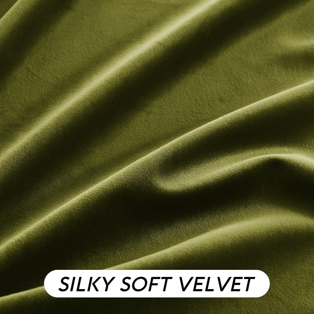 Rybhome RYB HOME Moss Green Velvet Curtains for Bedroom Living Room, Thermal Insulated Privacy UV Heat Blocking Luxurious Drapes for Nurser…