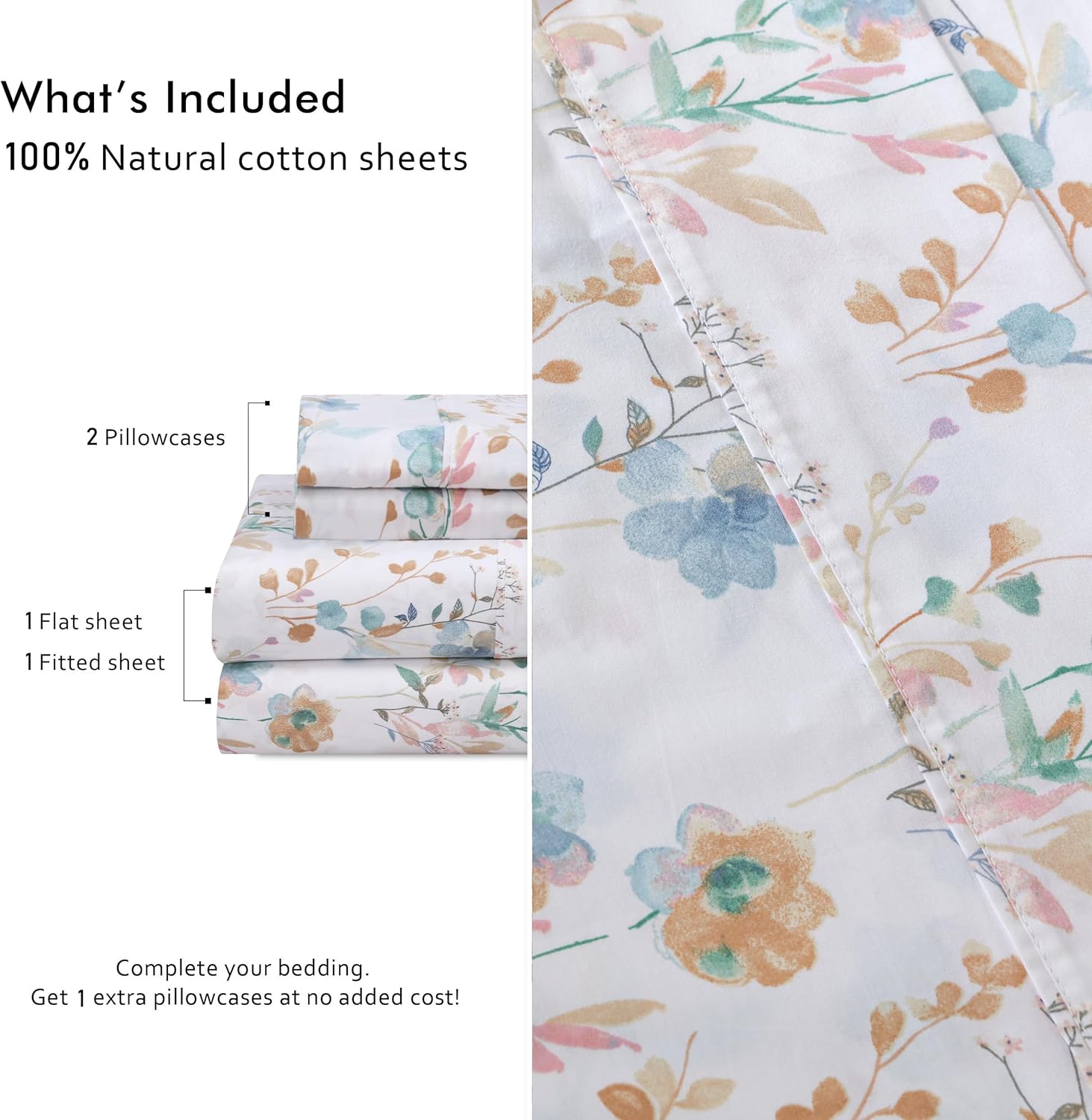 Ruvanti 100% Cotton Percale Sheets Twin XL Size 4 Piece Set, Cooling Bed Sheets for Hot Sleepers, Deep Pocket 16”, Breathable Lightweight &…
