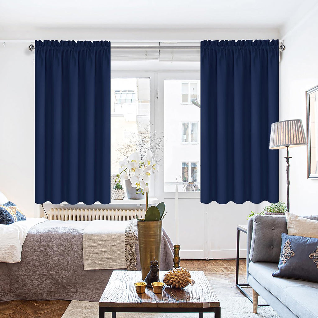 Dwcn Short Blackout Curtains for Bedroom 45 Inches Long 2 Panels Set, Solid Thermal Insulated Energy Saving Window Treatment Drapes, Rod Po…