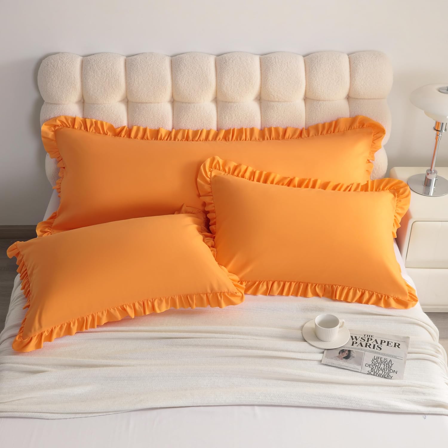 Aerlomi Ruffled Pillowcases, Queen Pillow Shams 20x30 Set of 2, Brushed Microfiber with Envelope Closure, Soft Wrinkle-Resistant, Or…