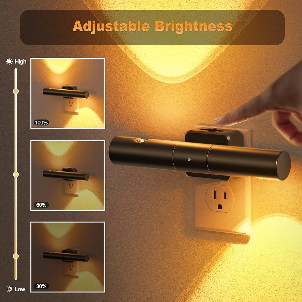 JandCase LED Amber Night Light, 180° Rotatable Night Lights Plug into Wall, 0-100LM Adjustable Brightness with Dusk-to-Dawn Sensor…