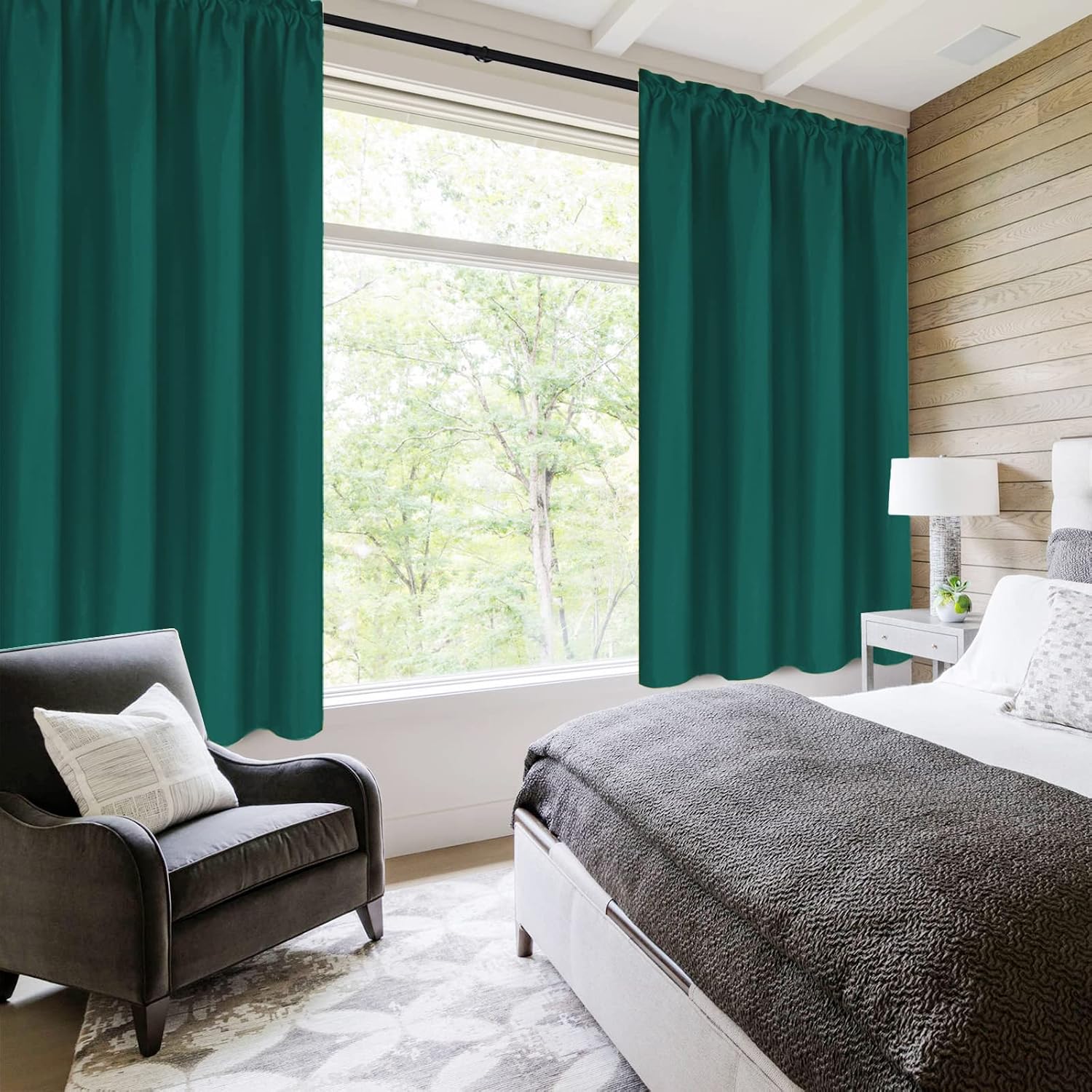 DWCN Blackout Curtains Thermal Insulated, Energy Saving & Noise Reducing Bedroom and Living Room Curtains, Hunter Green, W 42x L 63 Inch…