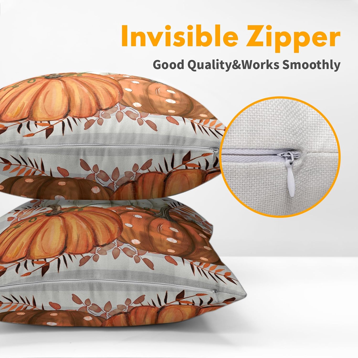 Fall Pumpkins Outdoor Pillows 16x16 Inch Set of 2 Autumn Harvest Pumpkin Pillowcase Buffalo Plaid Maple Leaves Decorative Throw Cushion…