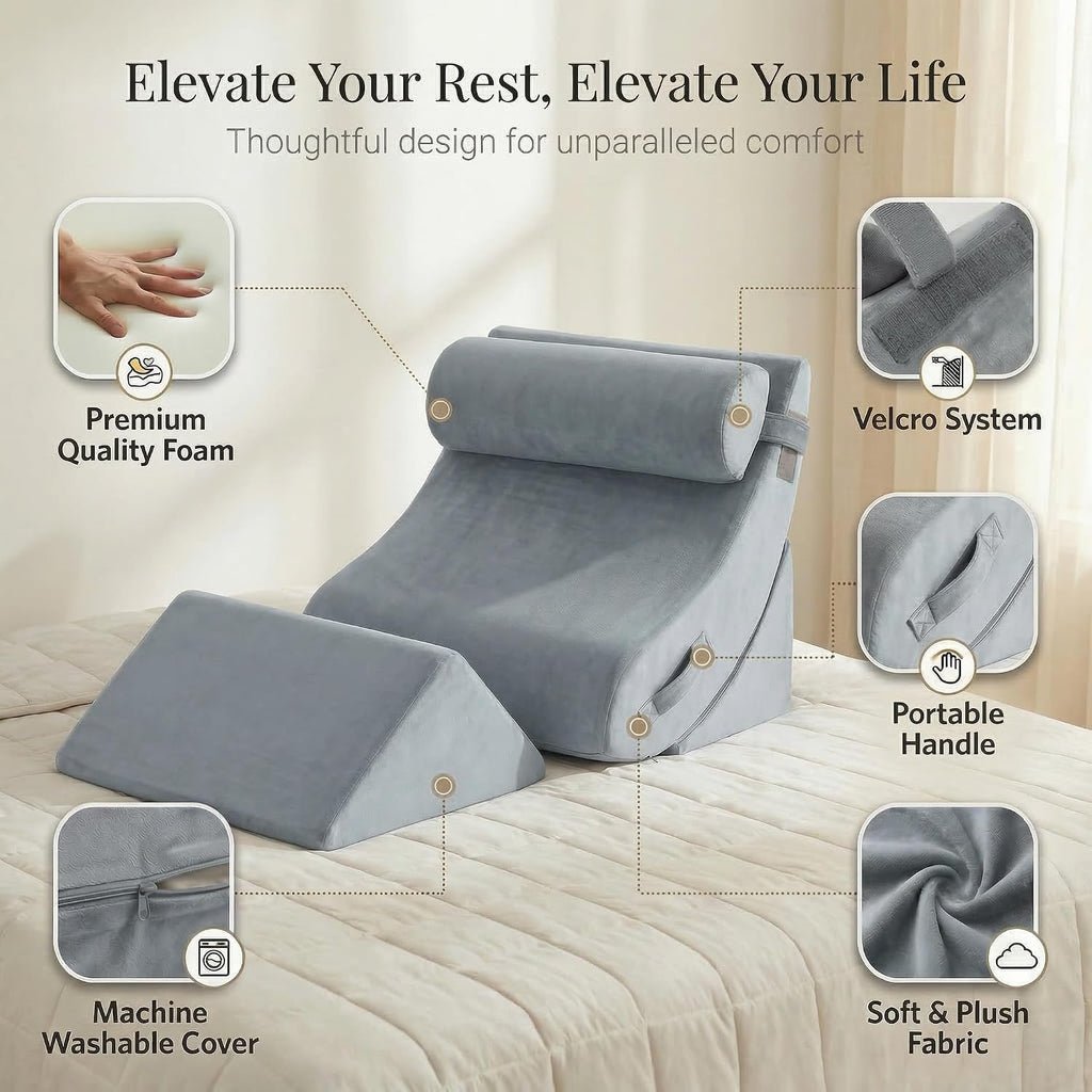 Axelrod Orthopedic Bed Wedge Pillow Set, Post Surgery Foam for Back, Neck and Leg Comfortable & Adjustable Ortho Pillows- Anti Snoring, Hea…