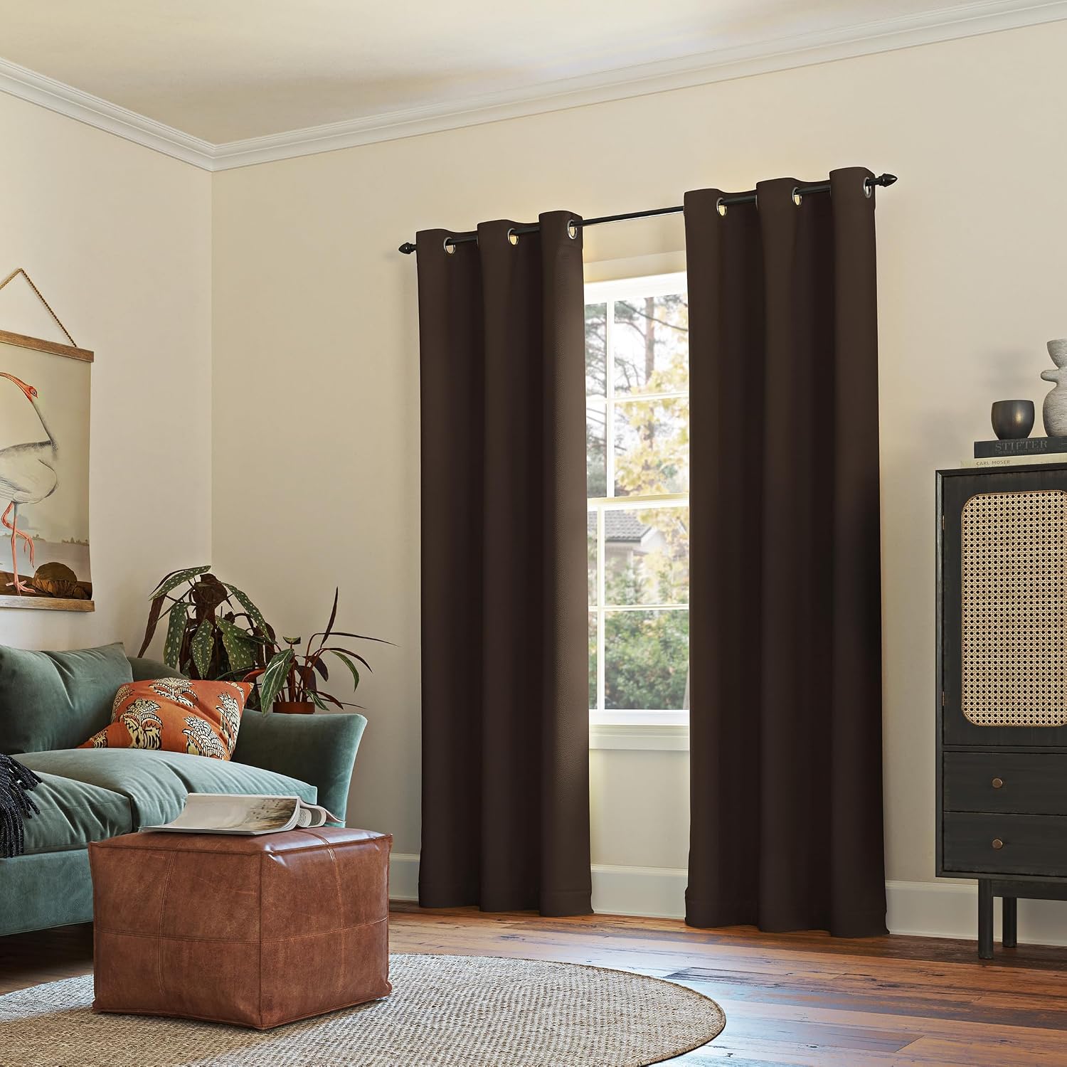 Sun Zero Easton Energy Saving Blackout Grommet Curtain Panel, 40" x 95", Cocoa Brown
