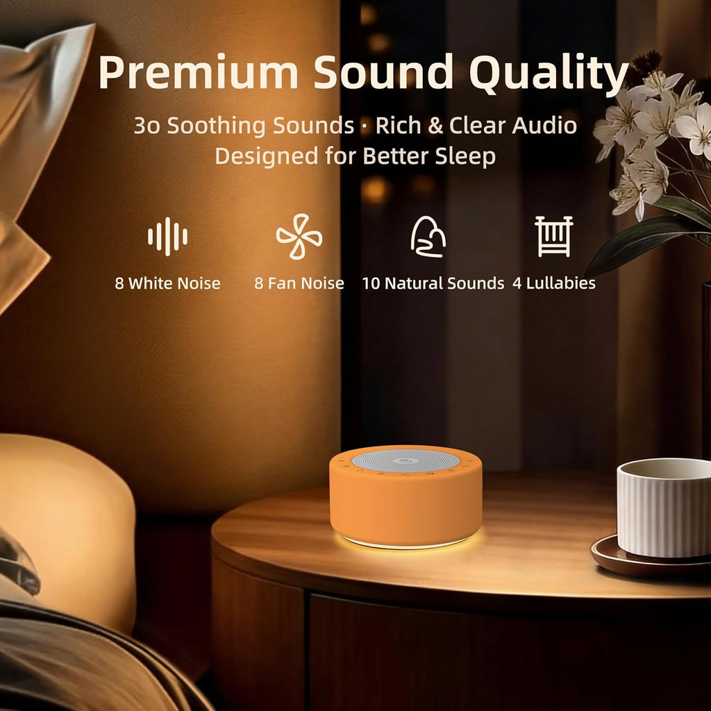 Kipcush White Noise Machine - Soft Non-Glare Nursery Lamp, 30 Soothing Sounds, 8 Color Lights, Max 8-Hour Timer for Baby & Adults…