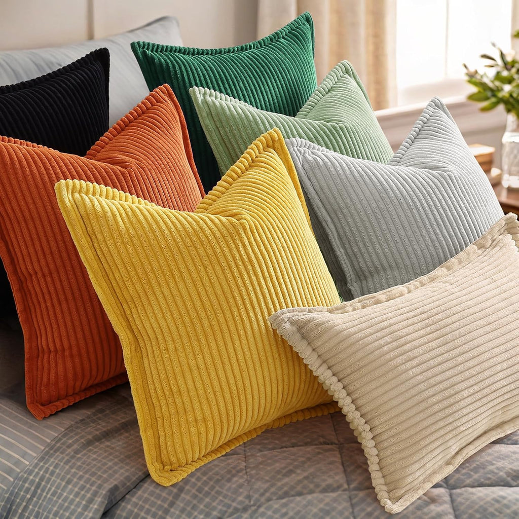 decorUhome Summer Corduroy Green Throw Pillow Covers 12x20 Set of 2 Decorative Soft Boho Farmhouse Lumbar Couch Pillow Covers for Living Ro…